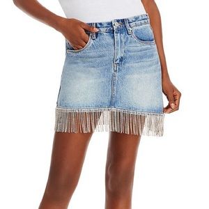 BlankNYC Cotton Fringe Trim Denim Skirt